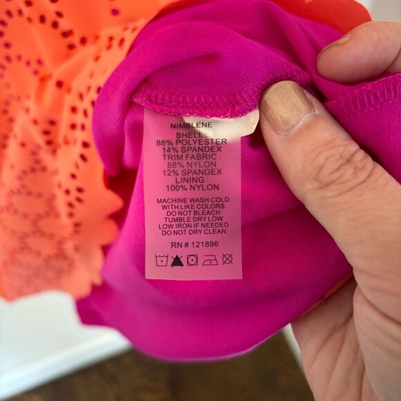 TITLE NINE Womens small Illusion Tank Dress Nimblene Laser Cut Coral Pink EUC! - Picture 9 of 10